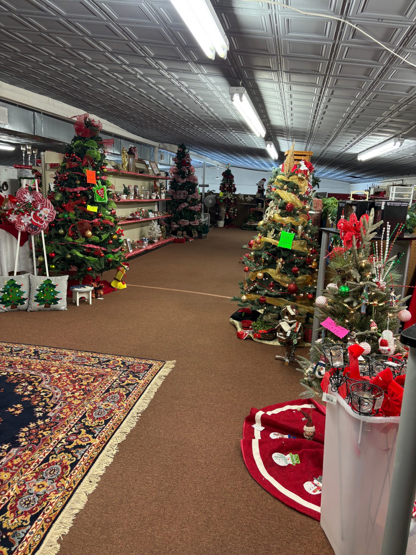 Christmas trees and holiday decorations